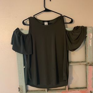 Forever 21 off the shoulder ruffle top, army green